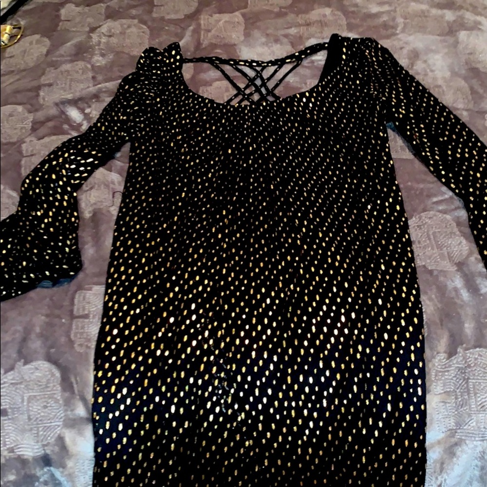 Jessica Simpson black gold cocktail dress